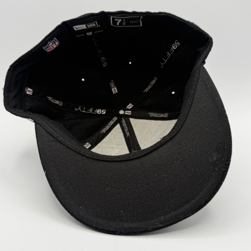 New Era 59FIFTY Hat Mens 7 1/2 Black Excellent Baltimore Ravens NFL Fitted Cap - Picture 6 of 6